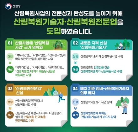 산림청, 산림복원 전문인력·전문업 제도 신설… ‘과학적 복원’ 기반 구축
