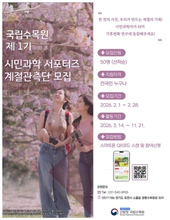 “꽃 피고 단풍 드는 찰나를 기록하다” 국립수목원, 제1기 시민 계절관측단 모집