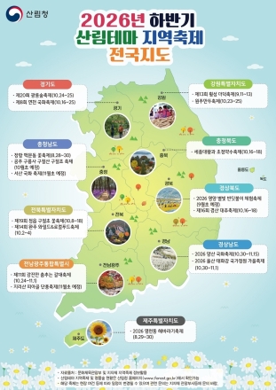 산림청, 전국 산림테마 축제 한눈에 담은 하반기 축제지도 발간