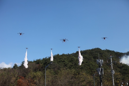 최첨단 정보통신기술 기반의 산불진화드론 합동훈련 처음 열려!