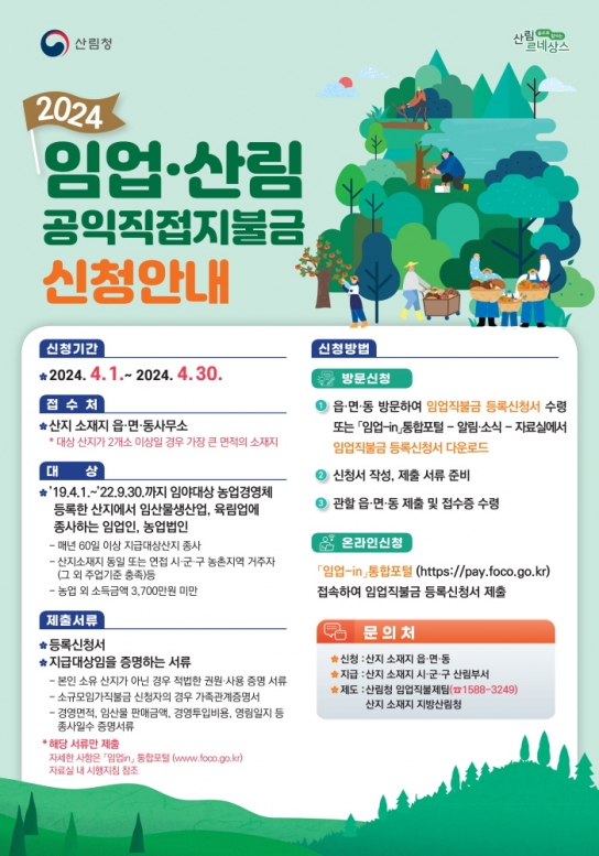 2024년 임업직불금 신청, 미리 준비하세요!