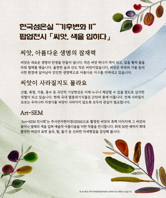 자생생물 팝업 전시 “씨앗, 색을 입히다”