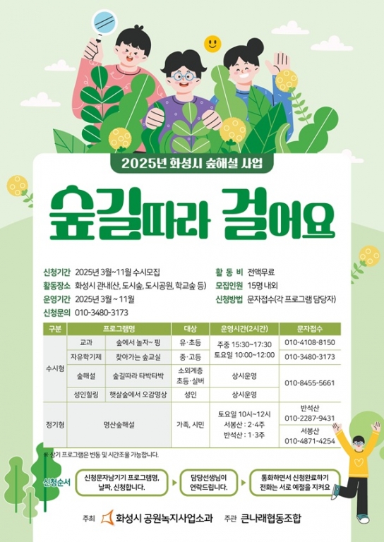 화성특례시, 유아숲 교육 및 숲해설 프로그램 운영으로 자연과 함께 힐링