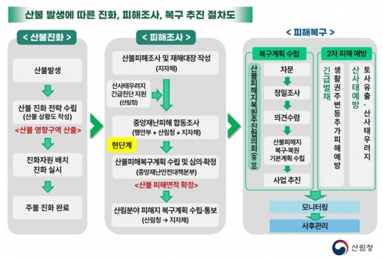 경북·경남·울산 산불피해 규모 잠정 104천ha, 산림청 복구에 최선