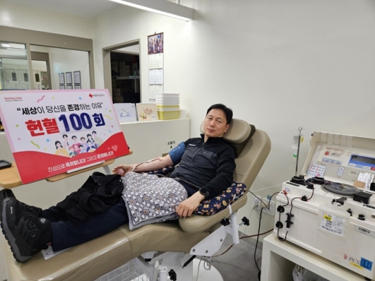 산림청 안동산림항공관리소, 한준희 기장 ‘헌혈 100회 참여’